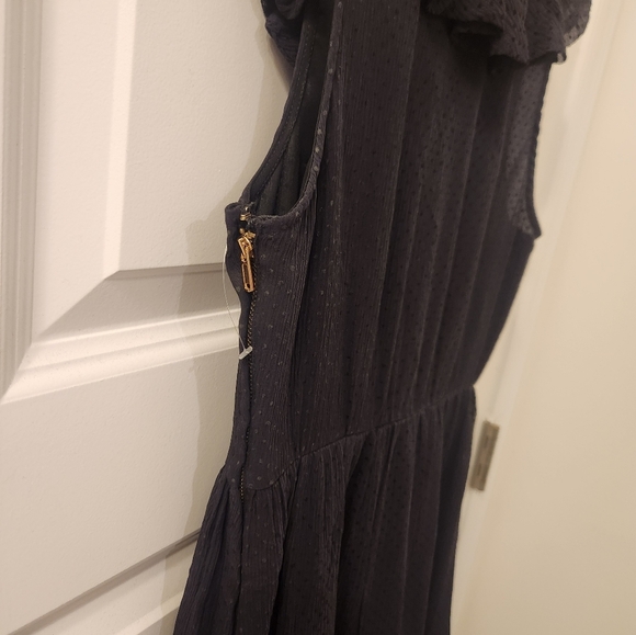 Marc by Marc Jacobs 100% Silk Black Dot Ruffle Dress Size 0 V Neck Midi #Z538 - Picture 5 of 6